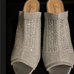 Silver Rhinestone Wedge Women's Shoes